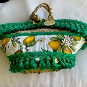 Tizzini Couture Bag Lemon Design , Fringe, Crystals Authentic Provence NWT